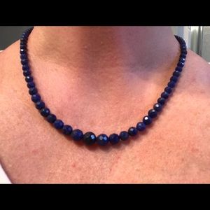 Jay King Graduated Lapis Bead & Silver Necklace